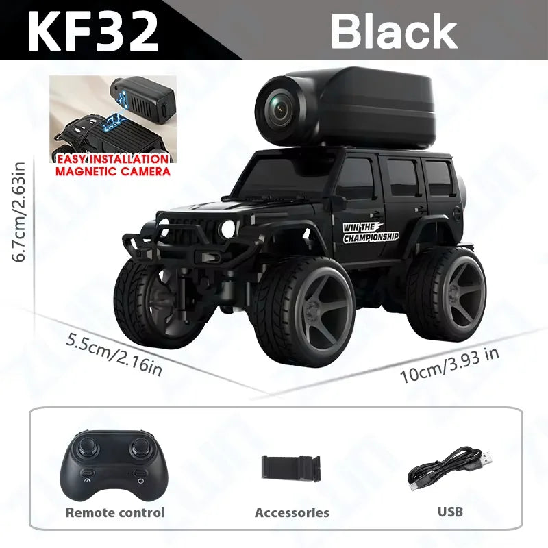 KF32 1:64 RC Mini Climbing Alloy Video Car With LED Light and HD Camera Radio Remote Con detail view