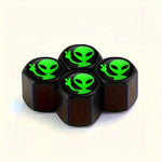 4pcs Alien Car Wheel Tire Valve Cap Stem Air Cover | Metal Tire Valve Caps for Car Tr lifestyle view