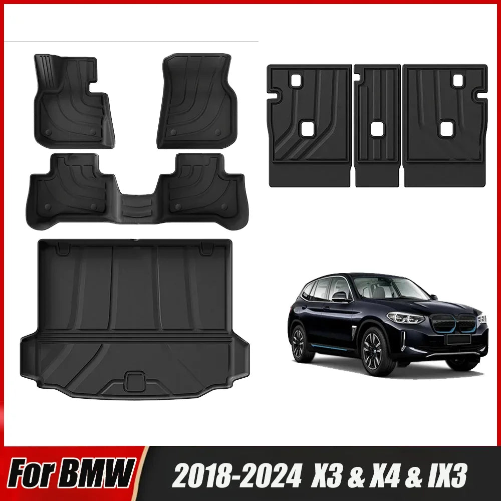 BMW X3 / X4 / iX3 Floor Mats (2018–2024) | All-Weather TPE with Trunk Liner