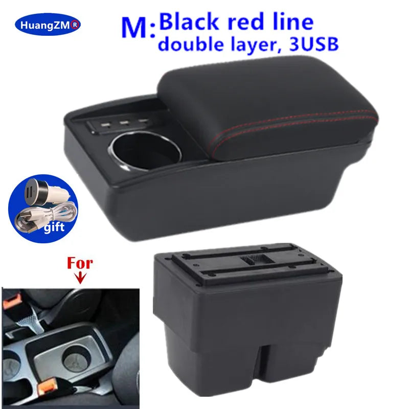 For Ford Fiesta Armrest Box For Ford Fiesta MK7 Car Armrest 2009-2017 Storage Box Interior Dedicated Retrofit Car Accessories
