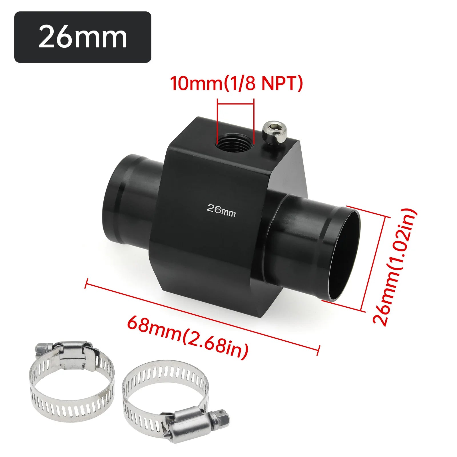 HD Universal Water Temperature Voltmeter Gauge Auto Truck Digital Car Gauge Temp Sensor 10mm 2 in 1 Horizontal Water Temp Gauge