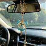 Fashion Angel Girl Car Interior Decoration, Exquisite Diamond Inlaid Car Rearview Mirror  Pendant Accessories Gift Hanging