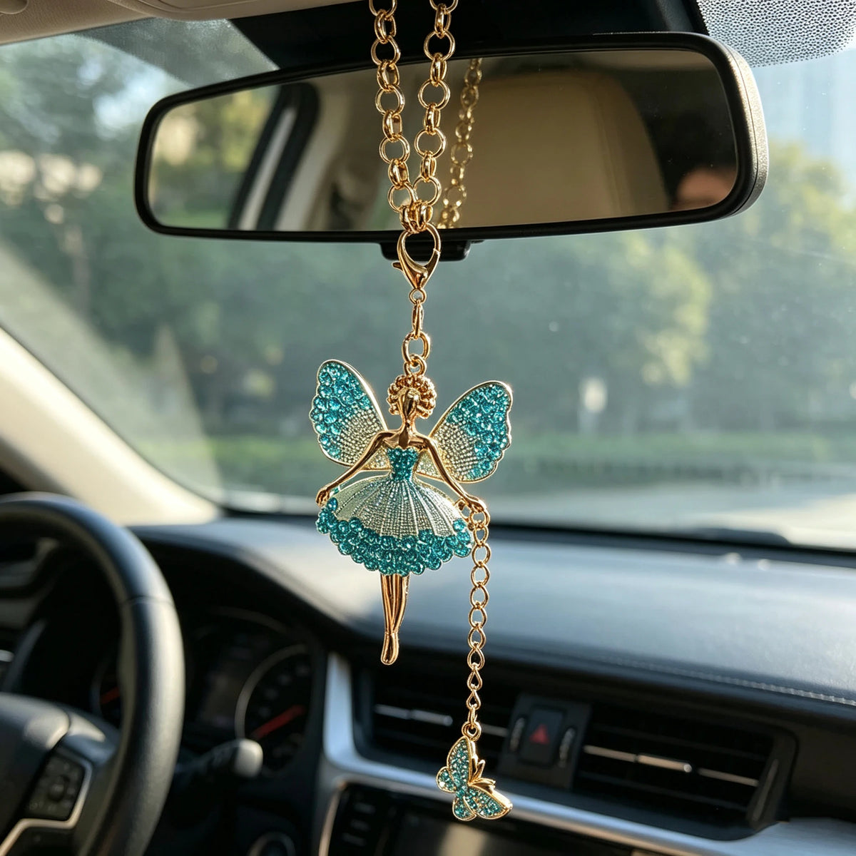 Fashion Angel Girl Car Interior Decoration, Exquisite Diamond Inlaid Car Rearview Mirror  Pendant Accessories Gift Hanging