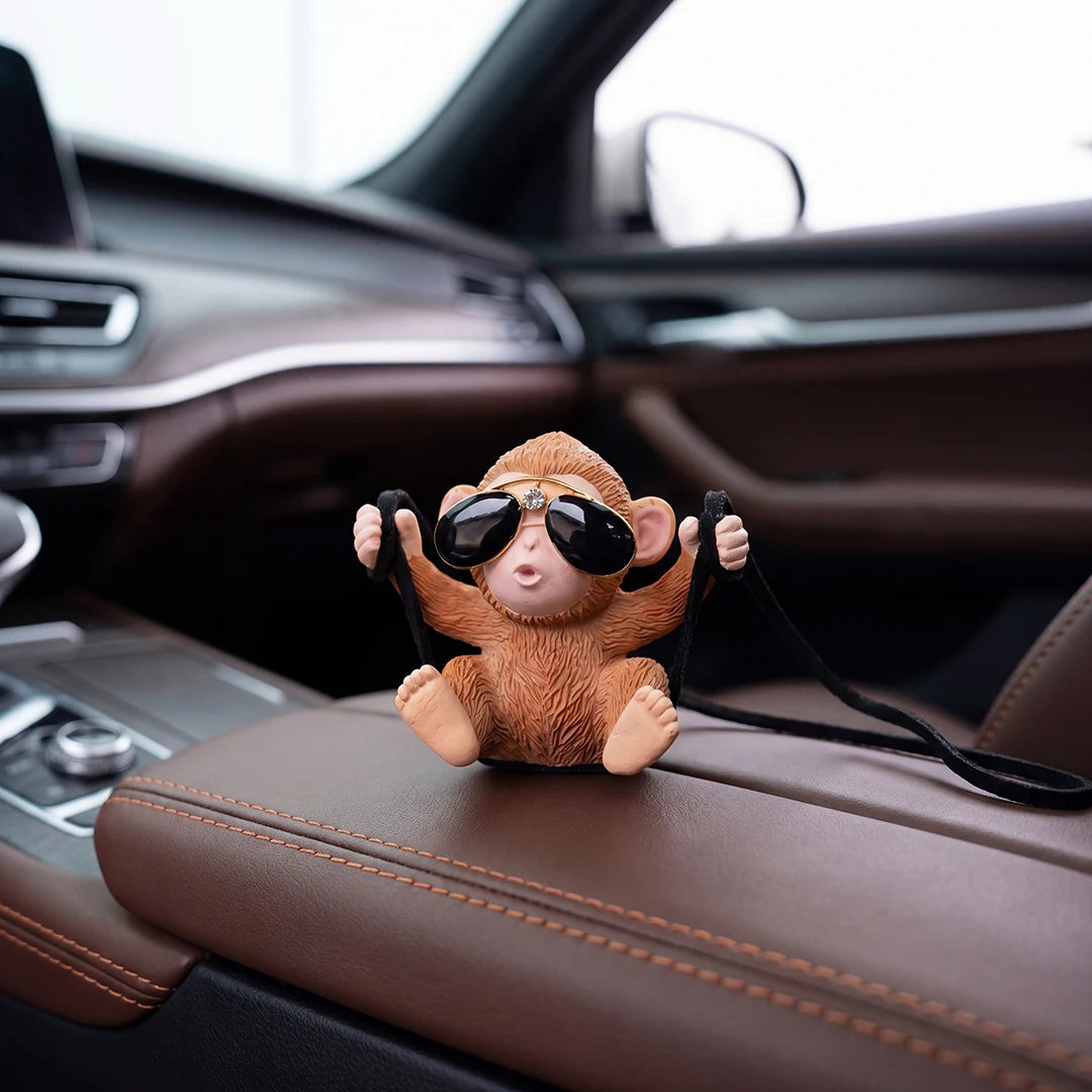 Cute Monkey Swing Car Hanging Ornament | Rearview Mirror Pendant
