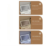 Car Sun Visor Vanity Mirror with 3 Modes Touch Screen Light Detachable Auto Interior Makeup USB Rechargeable Portable for Travel