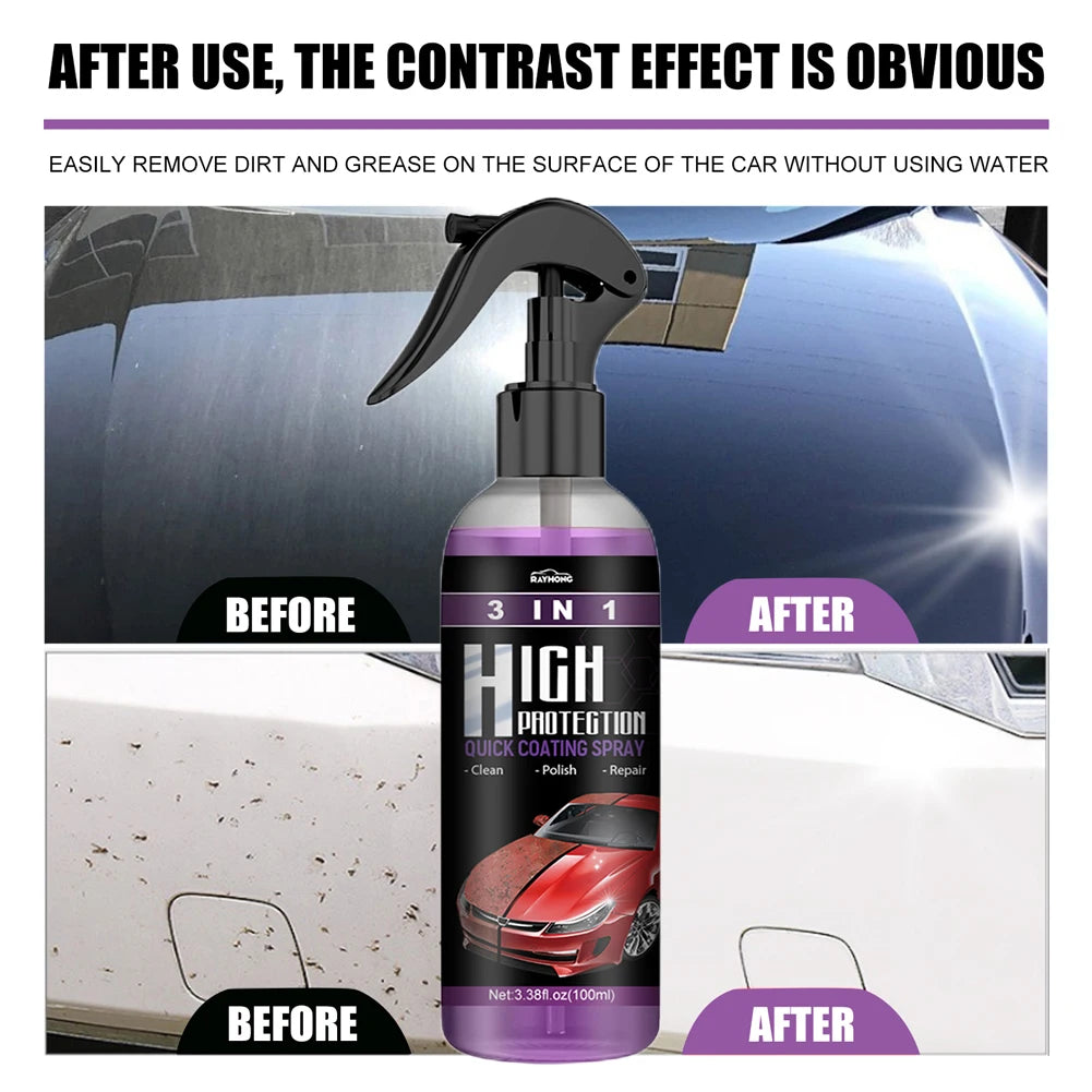 3 In 1 Ceramic Coating Spray | Hydrophobic Car Wax Polish Sealant for Paint, Glass & lifestyle view