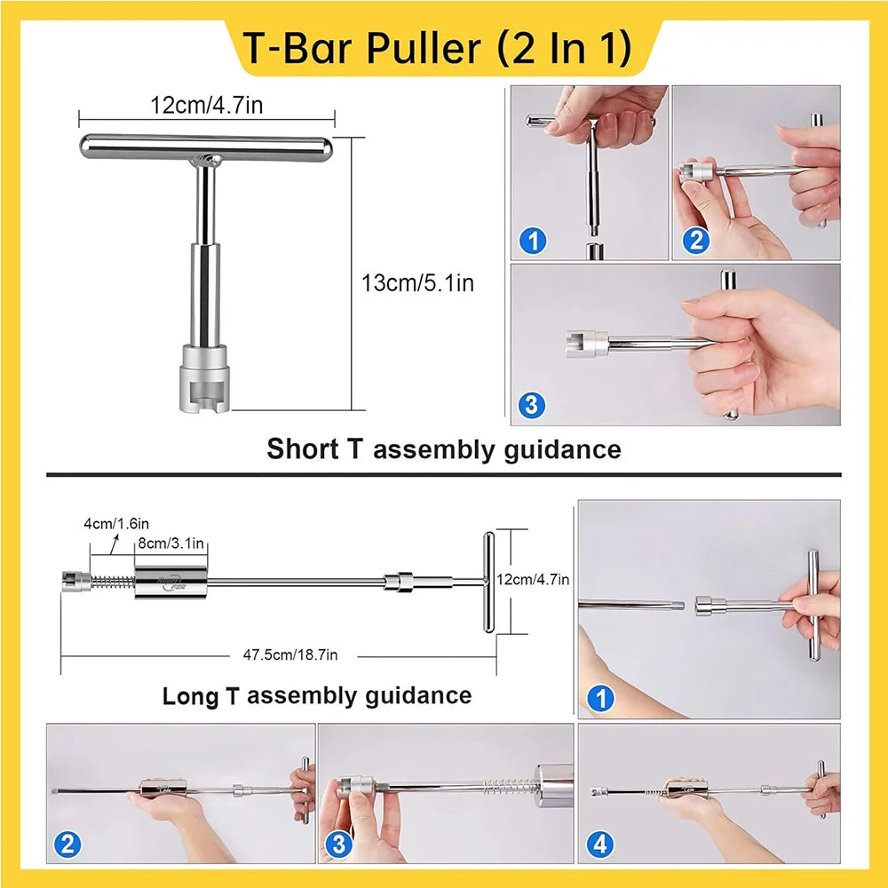 Auto Body Paintless Dent Repair Tool Kit Slide Hammer T-Bar Puller Dent Removal Lifter Tools Car Body Repair Tools for Vehicle
