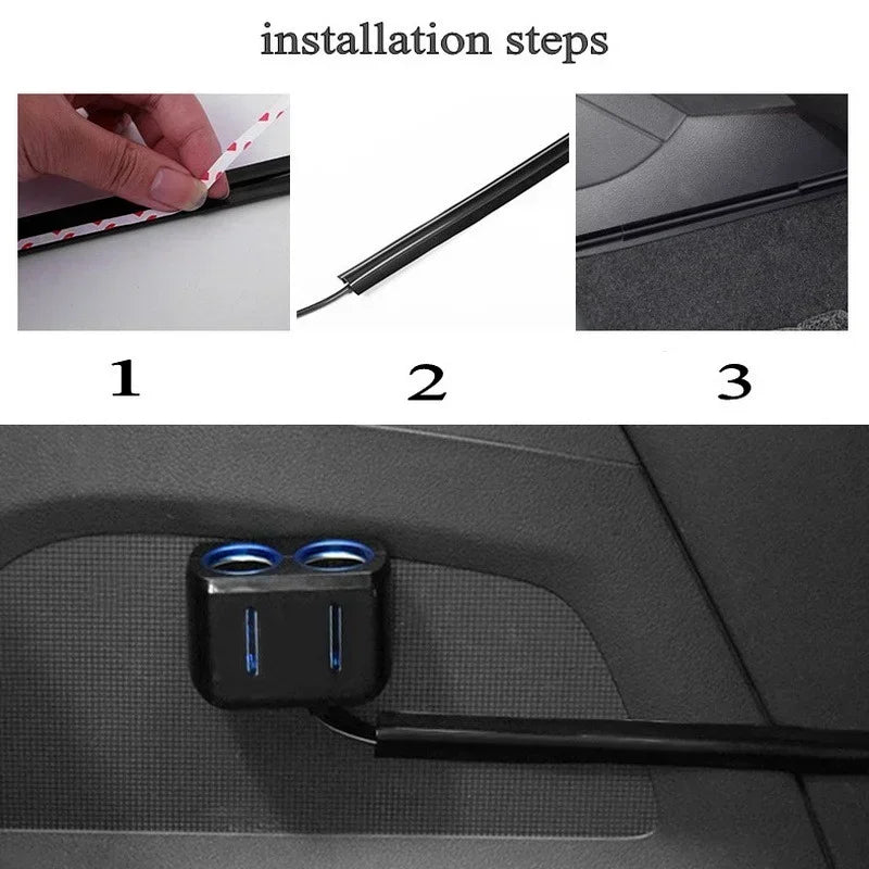 4Pc Sleek Car Cable Organizer Kit Universal Sleeves for a Neat Damage-Free Interior additional angle