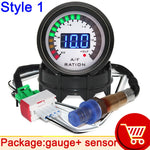 Digital Air Fuel Ratio Gauge 52mm | Narrowband O2 Sensor for 12V Car Voltmeter 2 in 1 close-up view