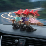 3D Drift Broomstick Car Dashboard Ornament Funny Witch Wizard Flying Figurine Auto Interior Decoration Accessories