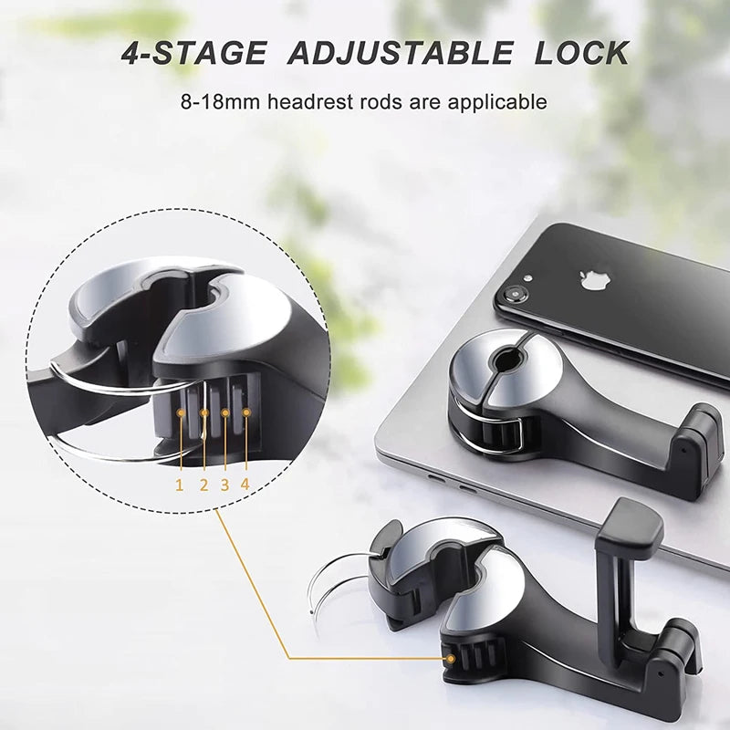2 in 1 Car Headrest Hook Phone Holder Hanger