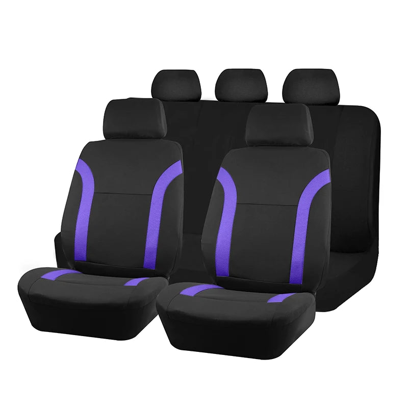 AUTO PLUS Sports Universal Polyester Car Seat Cover Set Fit Most Car Plain Fabric Bicolo detail view