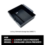 for Tesla New Model Y Juniper Launch 2026 2025 Model 3 Highland 2024 Console Armrest Storage box Organizer Flocking ABS