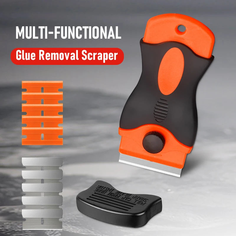 Auto Glass Cleaning Scraper Tool for Car Windows Stickers Non Scratch Scraper with Metal+Plastic Bla