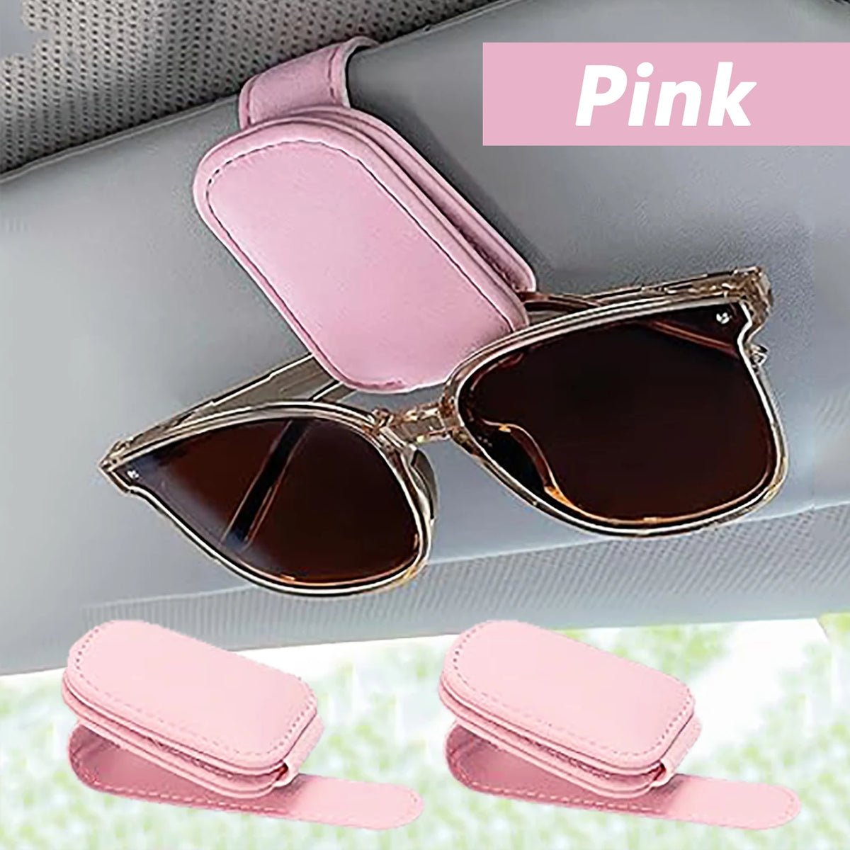 Sunglasses Holder Is Suitable for Car Sun shades Magnetic Leather Sunglasses Clip and lifestyle view