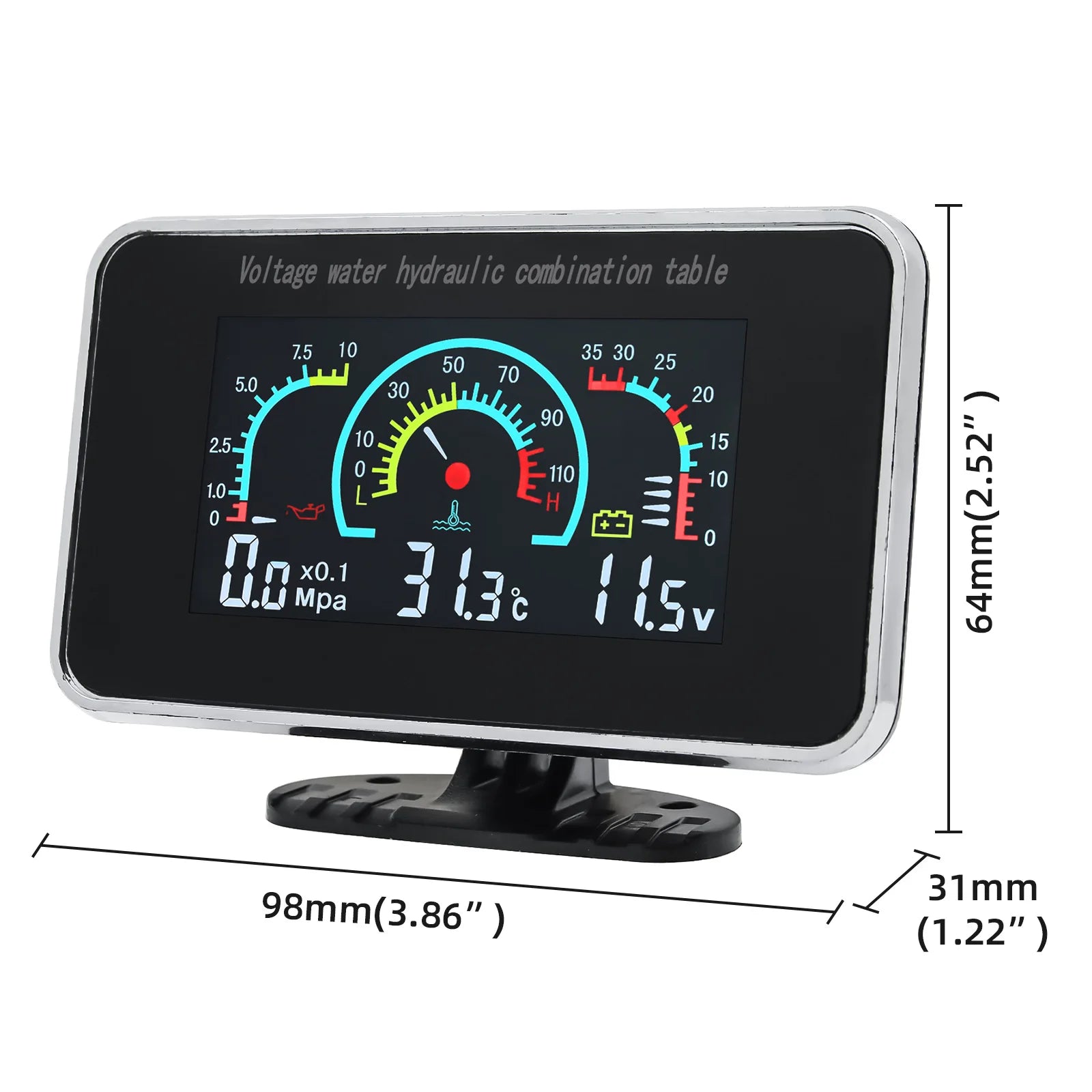 3 in 1 Car LCD Digital Gauge | Voltmeter Oil Pressure Water Temp 12-24V additional angle