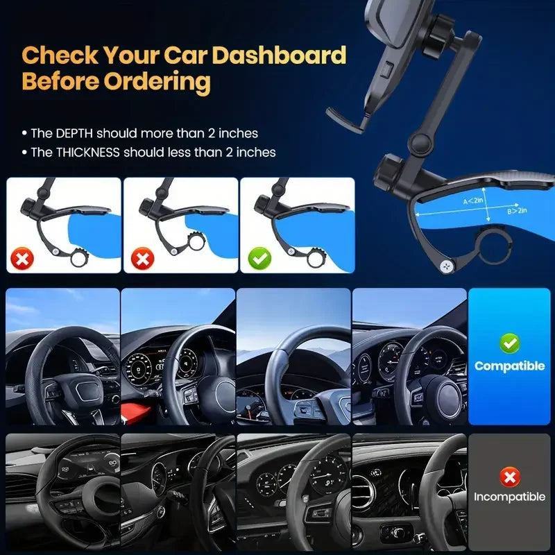 Magnetic Car Phone Holder with Rotatable Design | Anti-Shake Dashboard Mount for Na additional angle