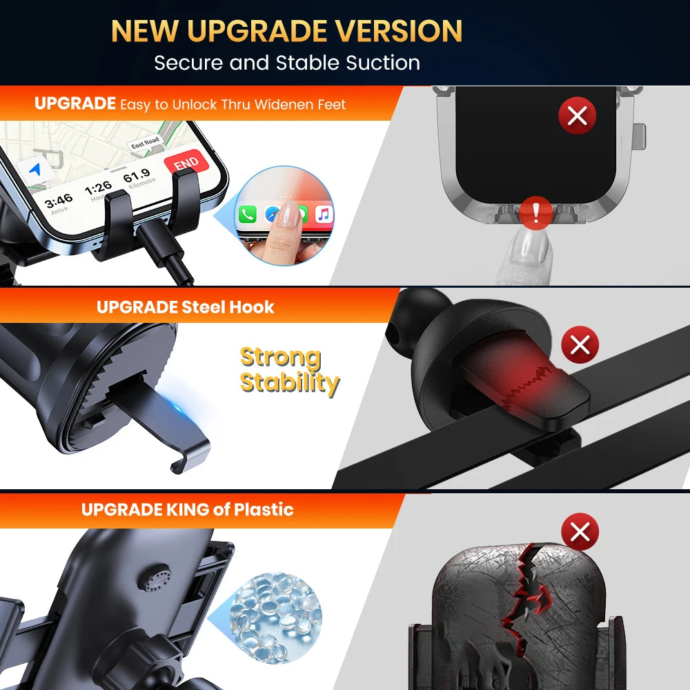 TOPK Car Phone Holder Mount | Air Vent Upgrade Auto-Locking Hook Clip additional angle