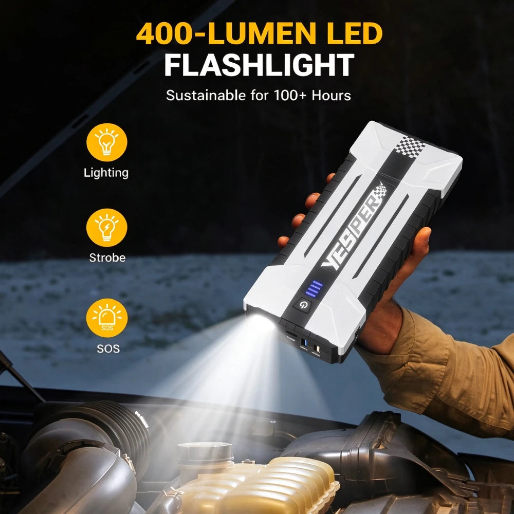 YESPER 4120A Peak Jump Starter 26800mAh Power Bank 12V Spark-Proof Car Emergency Booster Starting Device for ALL Gas/10L Diesel