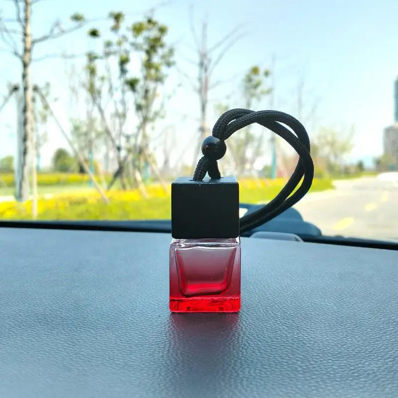 Square Glass Car Perfume Bottle Pendant | Empty Essential Oil Diffuser lifestyle view