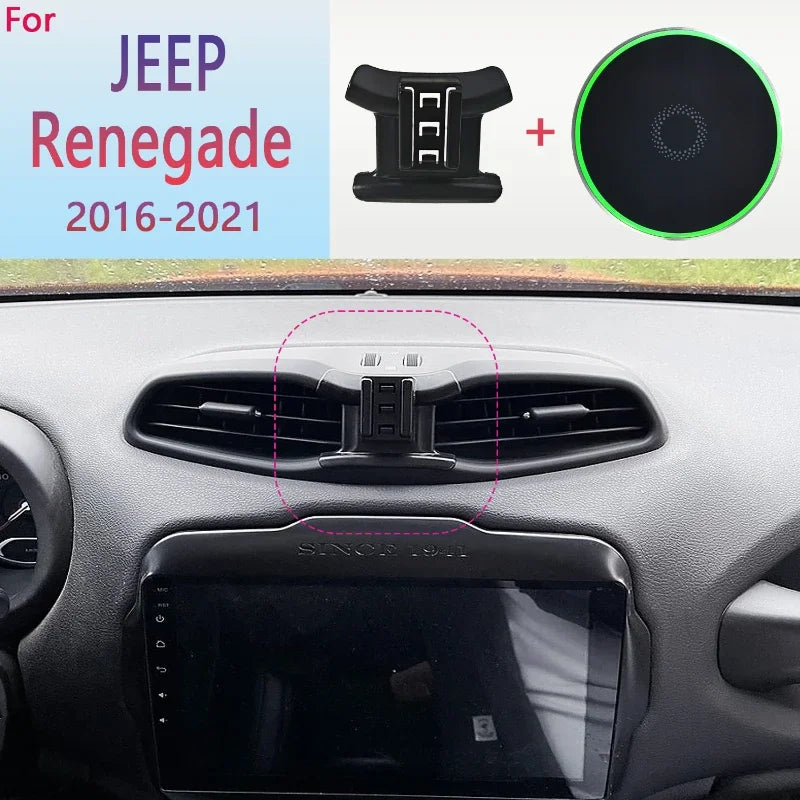 Magnetic Car Phone Holder For JEEP Renegade 2016 2017 2018 2019 2020 2021 15W Wireless Charging Phone Stand MagSafe Base