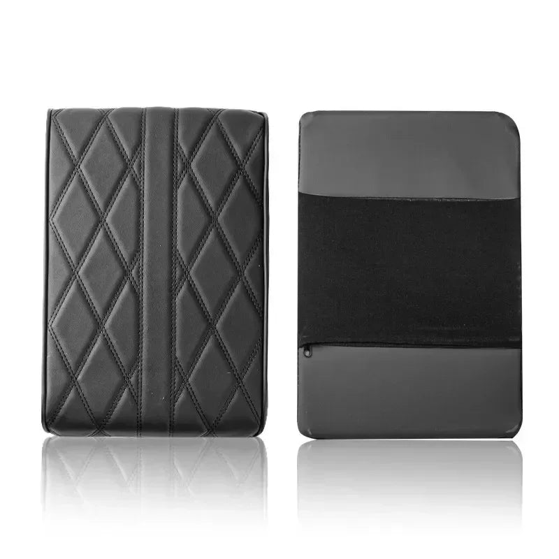 Center Console Arm Rest Protection Cushion Car Armrest Mat Wave Embroider PU Leather Auto Armrests Storage Box Cover Pad