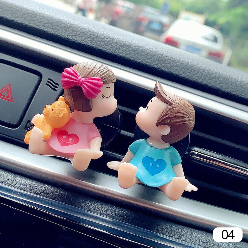 Lovely Couple Car Air Vent Freshener Essential Oil Perfume Clip Scent Aromas Diffuser Decor Fragrance Auto Interior Accessories