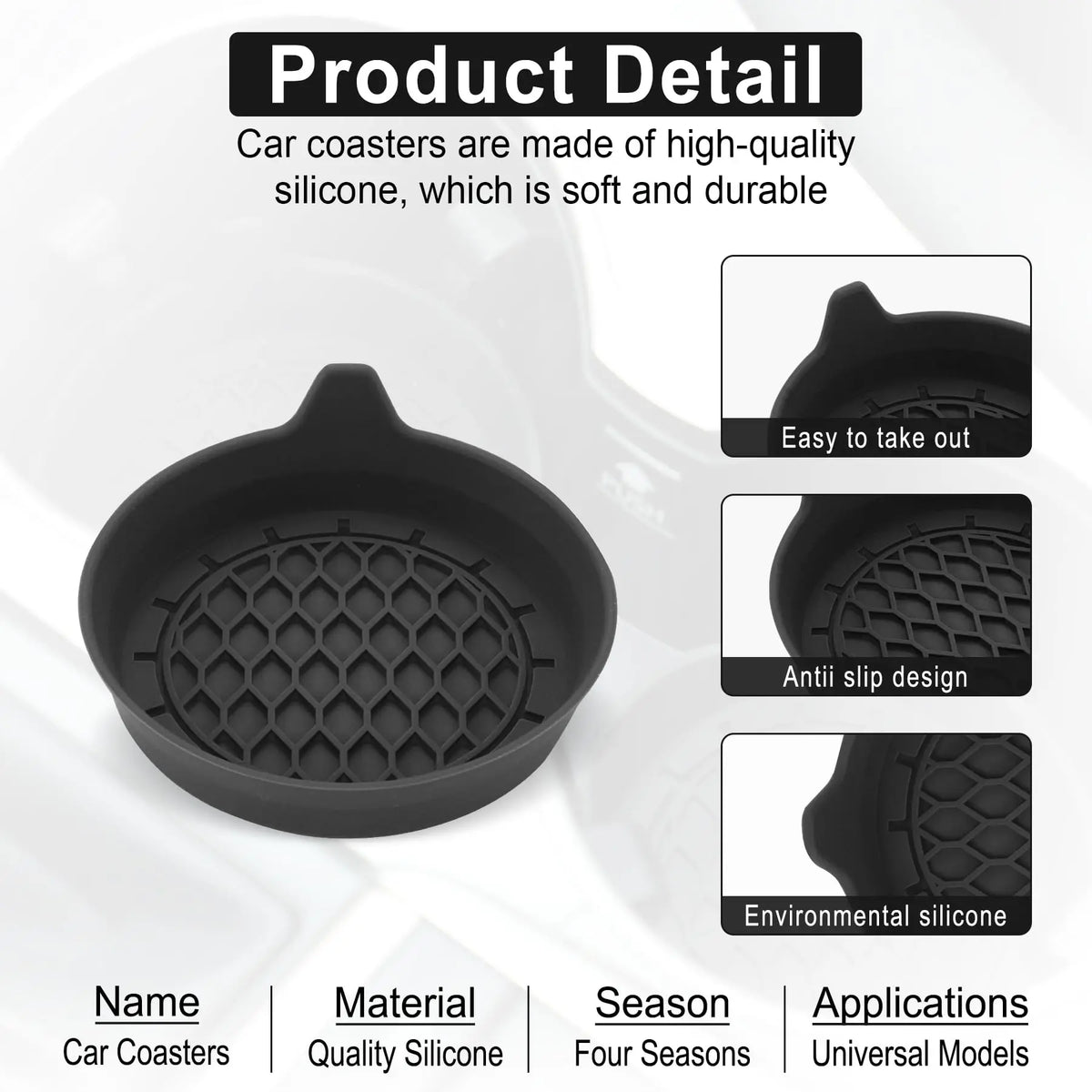 Car Cup Holder Coaster Silicone Insert | 2pcs/4pcs