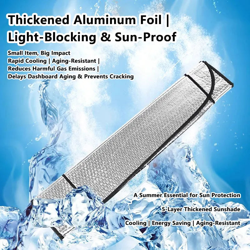 Car Front and Rear Sun Visors Car Windshield Summer Sun Protection Heat Insulation Win close-up view