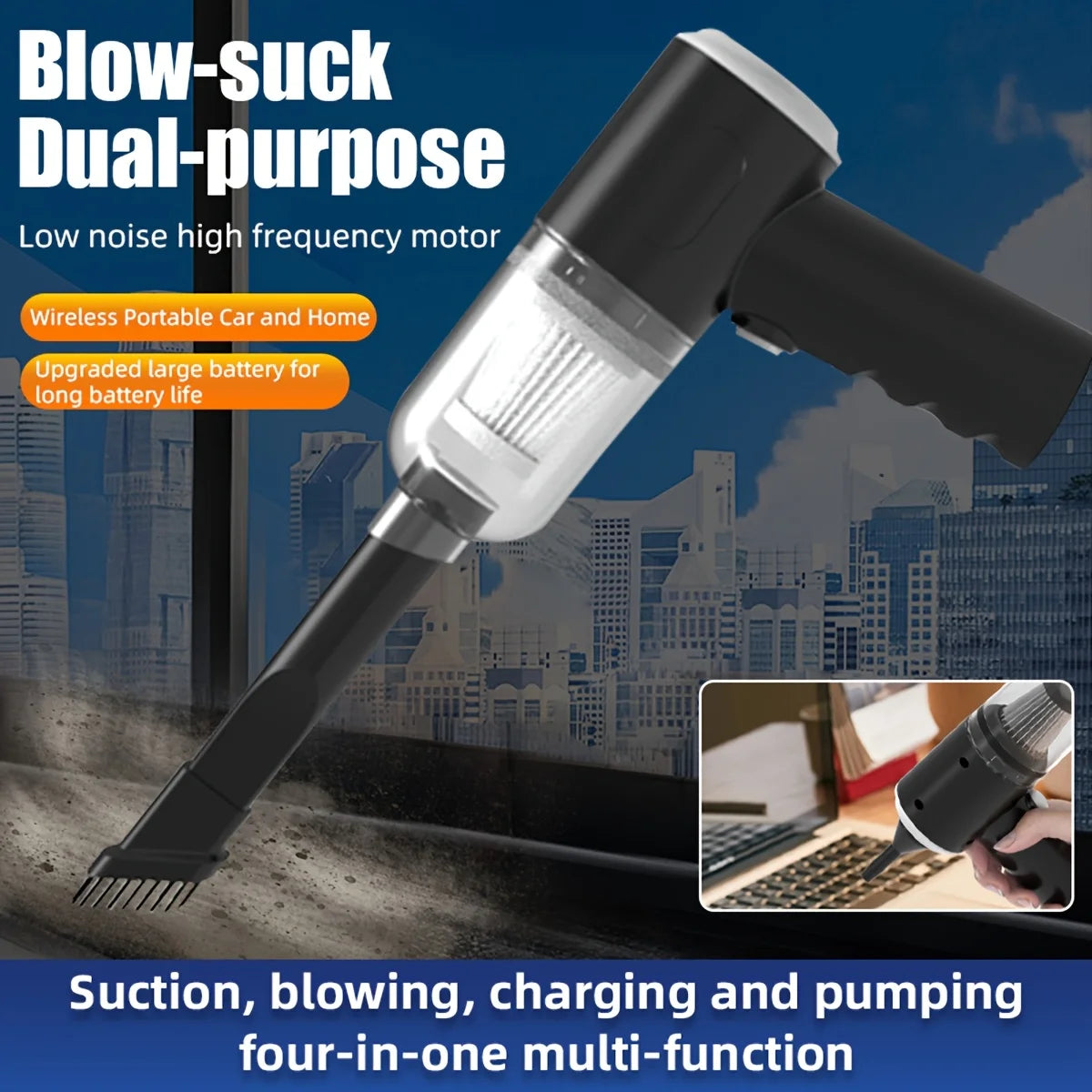 6 in 1 Car Vacuum Cleaner | Wireless Handheld Suction and Blower for Home and Auto lifestyle view
