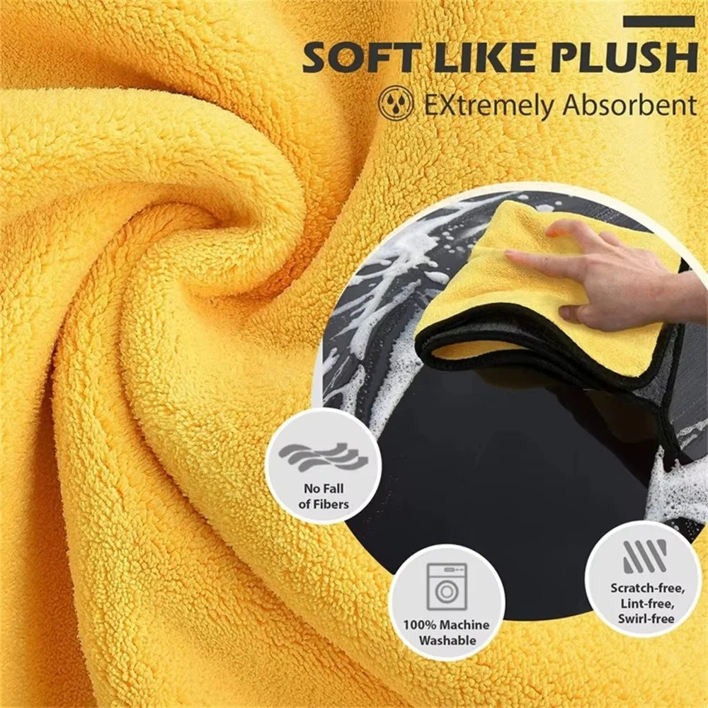 1/6pcs Microfiber Cleaning Towel | Thicken Soft Drying Cloth for Car Body Washing close-up view