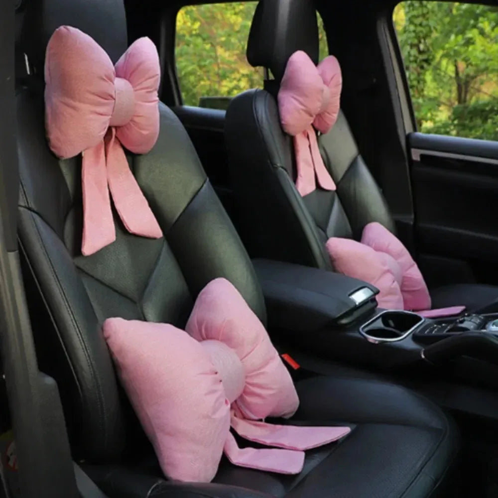Cute Pink Bowknot Car Neck Pillow alternate view