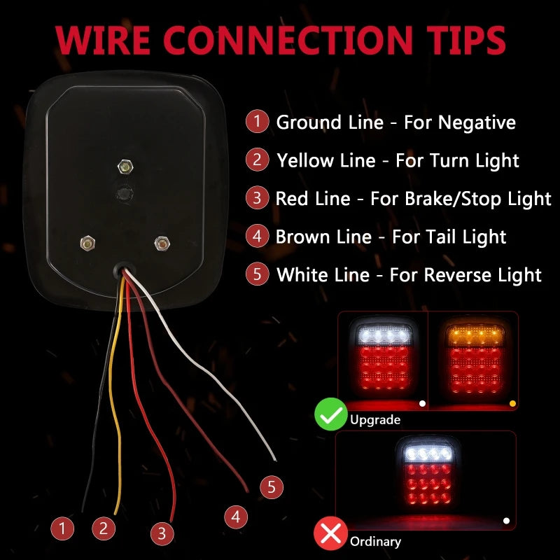 2pcs/set 16 LEDs Universal Tail Light Brake Reverse Light for Jeep Wrangler YJ TJ CJ (wi detail view
