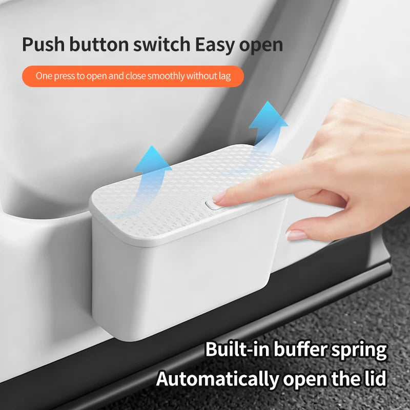 Multifunctional Hanging Car Trash Can with Lid Storage Bin close-up view
