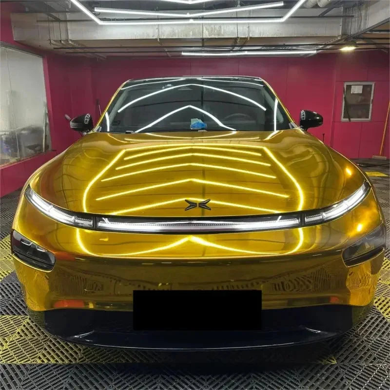 Glossy Gold Chrome Vinyl Wrap Film Car Motorcycle Sticker Waterproof Bubble Free Self lifestyle view