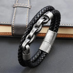 2025 Fashion Multi layered Stainless Steel Charm Viking Leather Bracelet Men's Woven alternate view