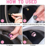 Bling Bling Rhinestone Valve Stem Caps | Chrome Crown Tire Valve Caps for Cars, Bik additional angle