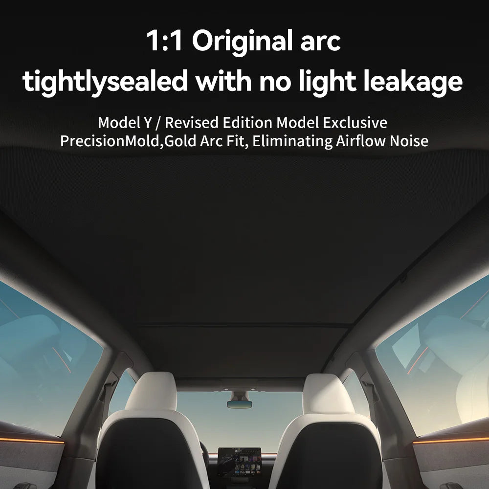 Tesla Model 3 Y Sunshade | Black Roof Graphene Honeycomb Sunroof Shade for 2025-202 additional angle