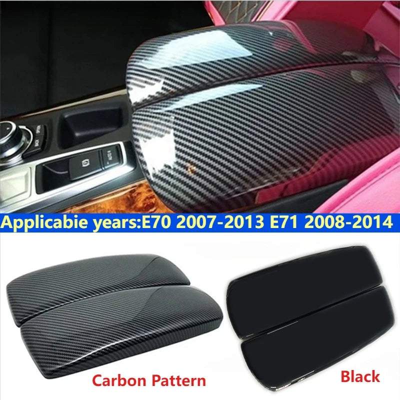 E70 E71 Car Center Console Armrest Box Panel Trim For BMW X5 E70 2008-2013 X6 E71 2008-2014 Storage Box Cover ABS Carbon Fiber