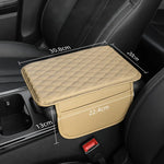 Car Armrest Cover Pad with Storage Bag Leather Anti-Slip Center Console Armrest Protector Cushion with Pocket
