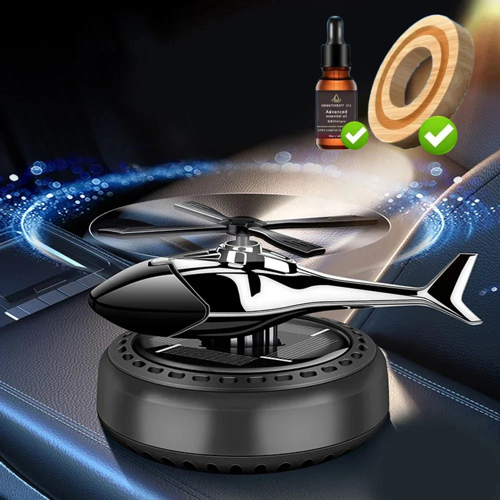 Solar Car Air Freshener Helicopter | Rotating Propeller Dashboard Diffuser