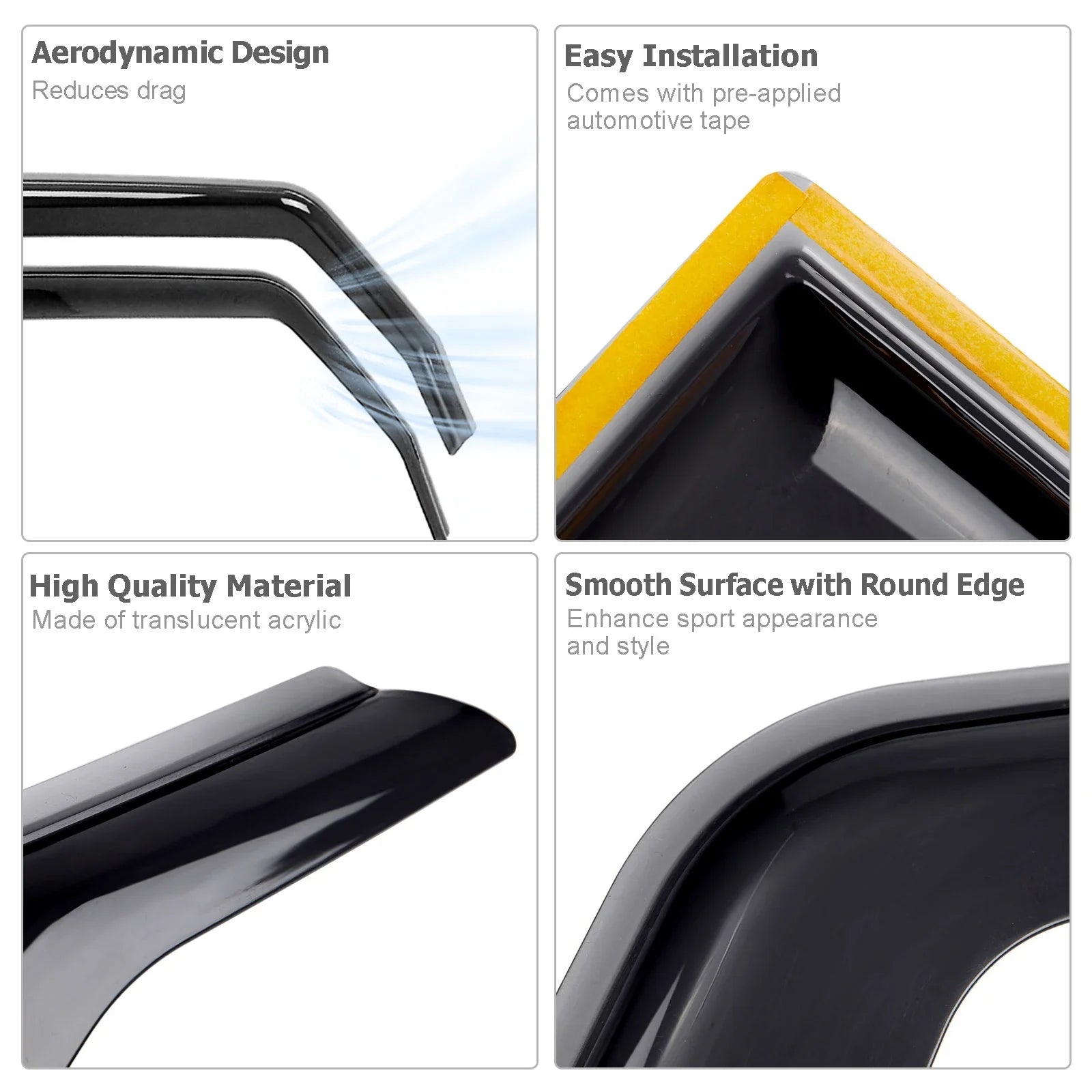 Side Window Deflectors for Jeep Wrangler JK 2007-2018 2/4-Door | Rain Shield & Weather close-up view
