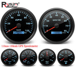 6 Gauge Set with GPS Speedometer, Tachometer, Voltmeter, and Sensors | 110mm and 52mm close-up view
