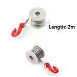 Car 25T Steering Gear Servo Winch Spool Wheel Drum Steel Wires Trailer Hook For 1/10 RC Crawler Tool
