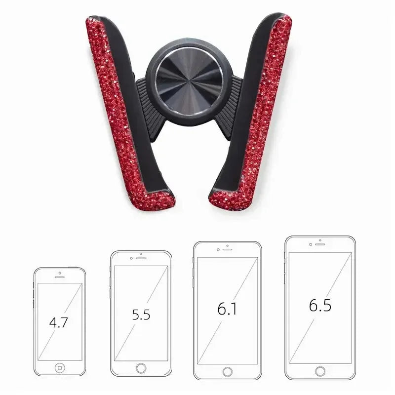 Car Phone Holder for Car Air Vent Diamond Crystal Clip Mount Mobile Phone Stand Bracket detail view