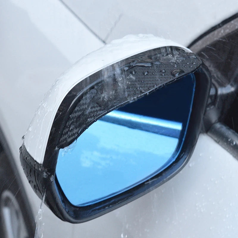 2Pcs Carbon Fiber Car Rearview Mirror Rain Shield Eyebrow Flexible Car Rearview Mirro alternate view