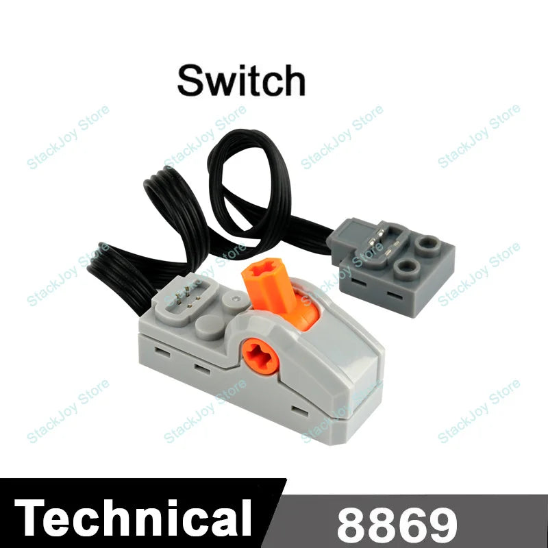 MOC Power Functions M/L/XL Motor Battery Box IR Remote Receiver for RC Car Robot Model close-up view