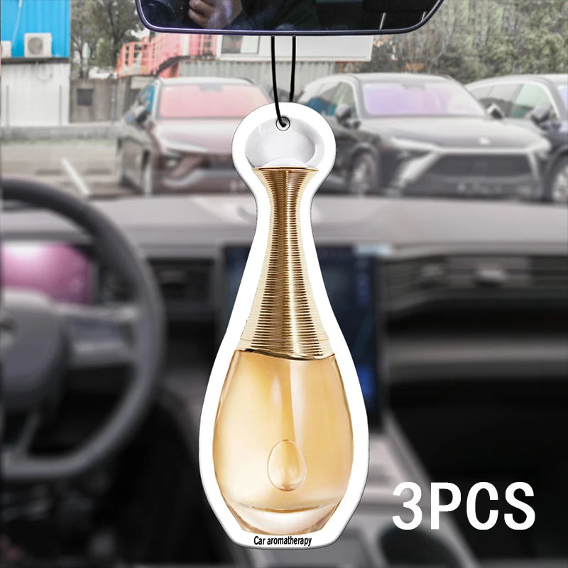 Gilt Perfume Bottle Glass Car Incense | Long-Lasting Jasmine Car Air Freshener Pendant detail view