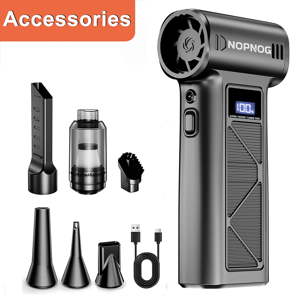 Car Vacuum Cleaner Air Duster Electric Dust Collector Air Blower Turbo Fan Cleaning Tools Hair Dryer Auto Accessories for Home Outdoors Camping RV Truck Trailer Universal