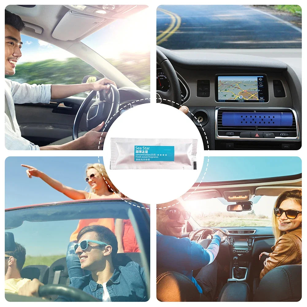 Car Fragrance Vent Clip | Cylindrical Essential Oil Diffuser with Refill Sticks lifestyle view